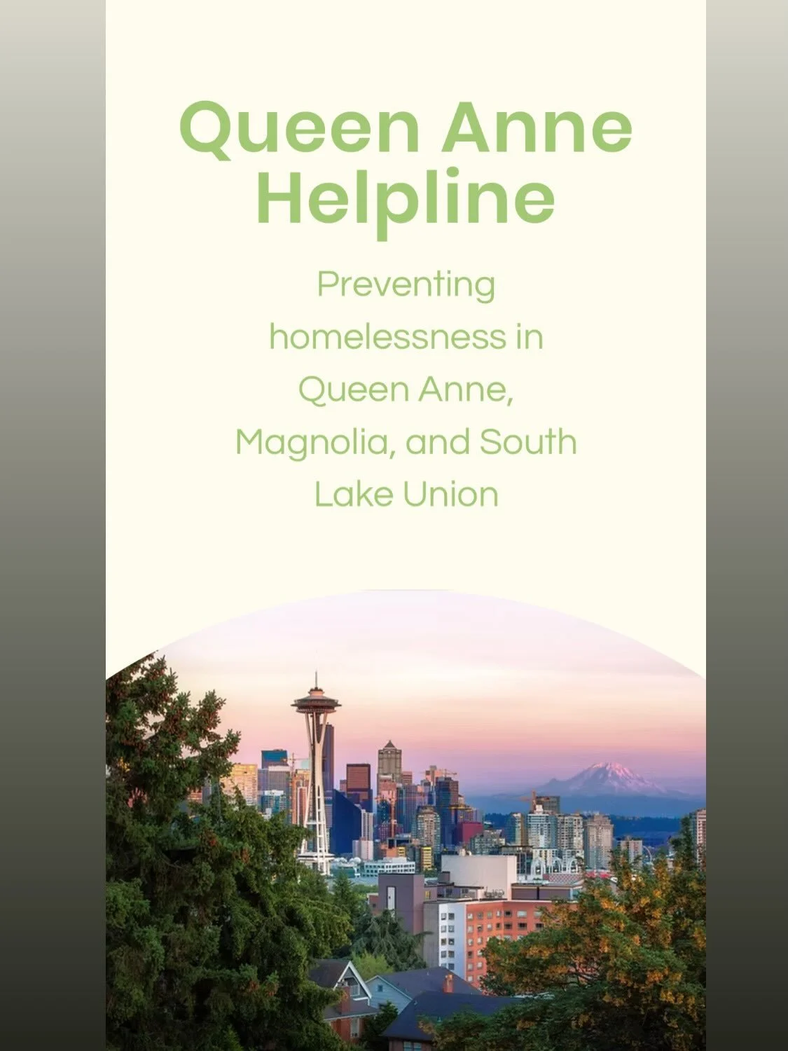 For the next month I will be accepting donations for the Queen Anne Helpline. 

If you&rsquo;re looking to make an impact in your community consider donating items. There are so many people struggling silently. 

You are welcome to bring items to you