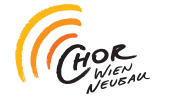 Logo mit orange Schallwellen und schwarzen Schriftzug 'CHOR WIEN NEUBAU'.