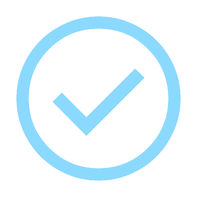 Blue check mark inside a circle on a black background