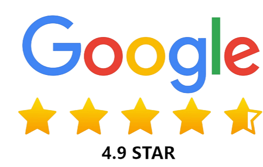 Google logo with a five-star rating and 4.9 stars indicated for Alfred's Laundry Service