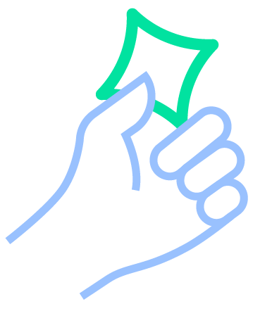 Outline illustration of a hand holding a dollar bill.