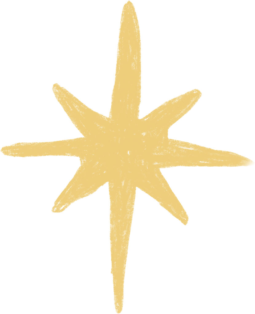 A gold star-shaped object with eight points on a white background.