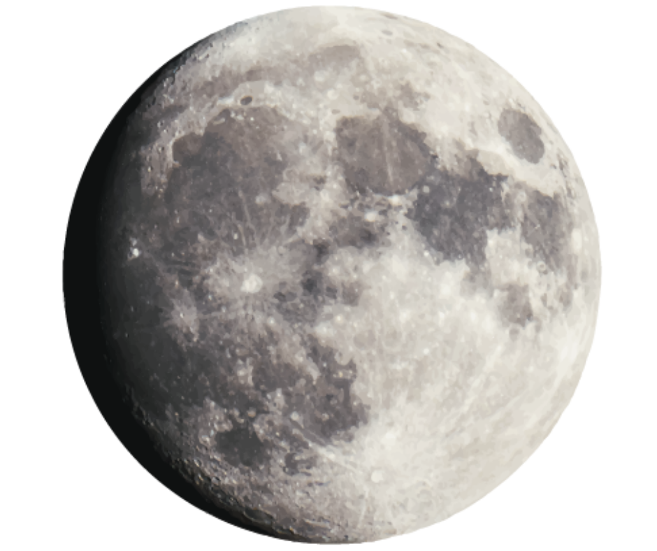 Close-up view of the full moon showing detailed lunar surface features.