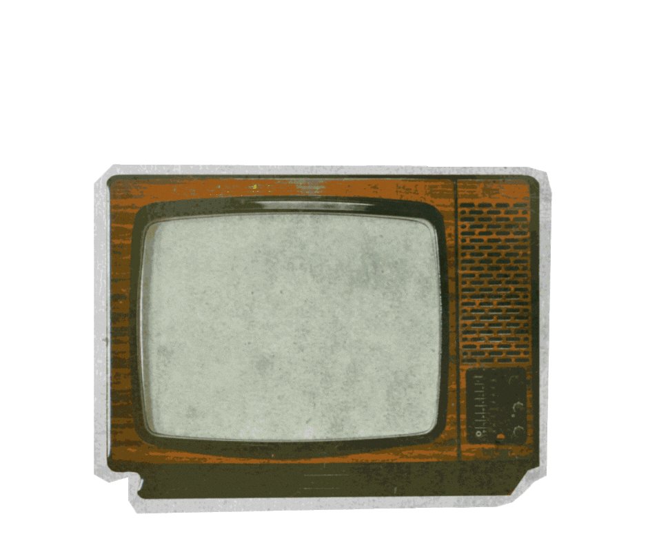 Vintage wooden box-style television set with a small screen and control knobs.