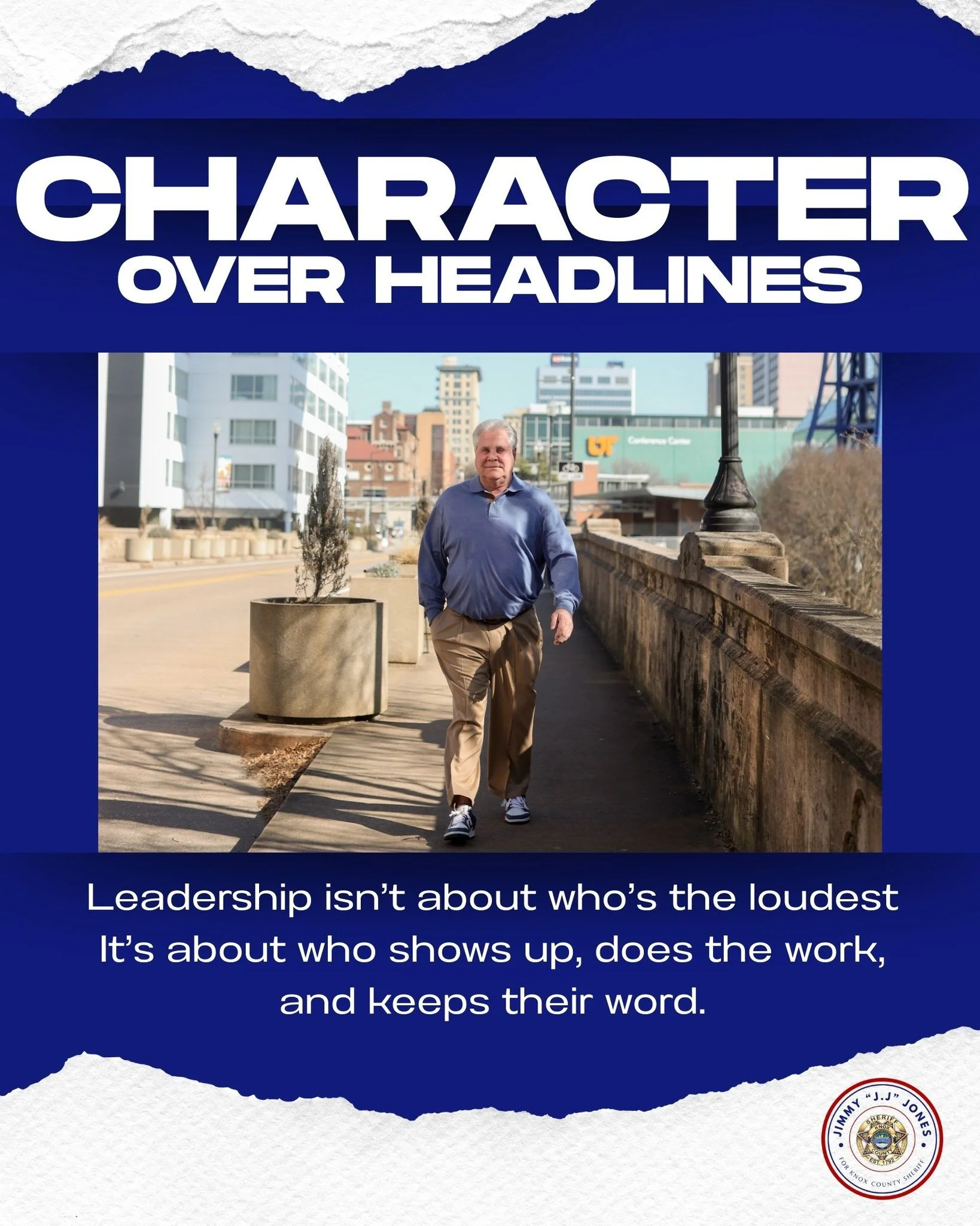 We want character over headlines!

Let&rsquo;s be honest, campaigns can get ugly.

But while others throw stones, J.J. Jones is doing what he&rsquo;s always done: telling the truth and staying focused on the people.
He&rsquo;s not here for attention.