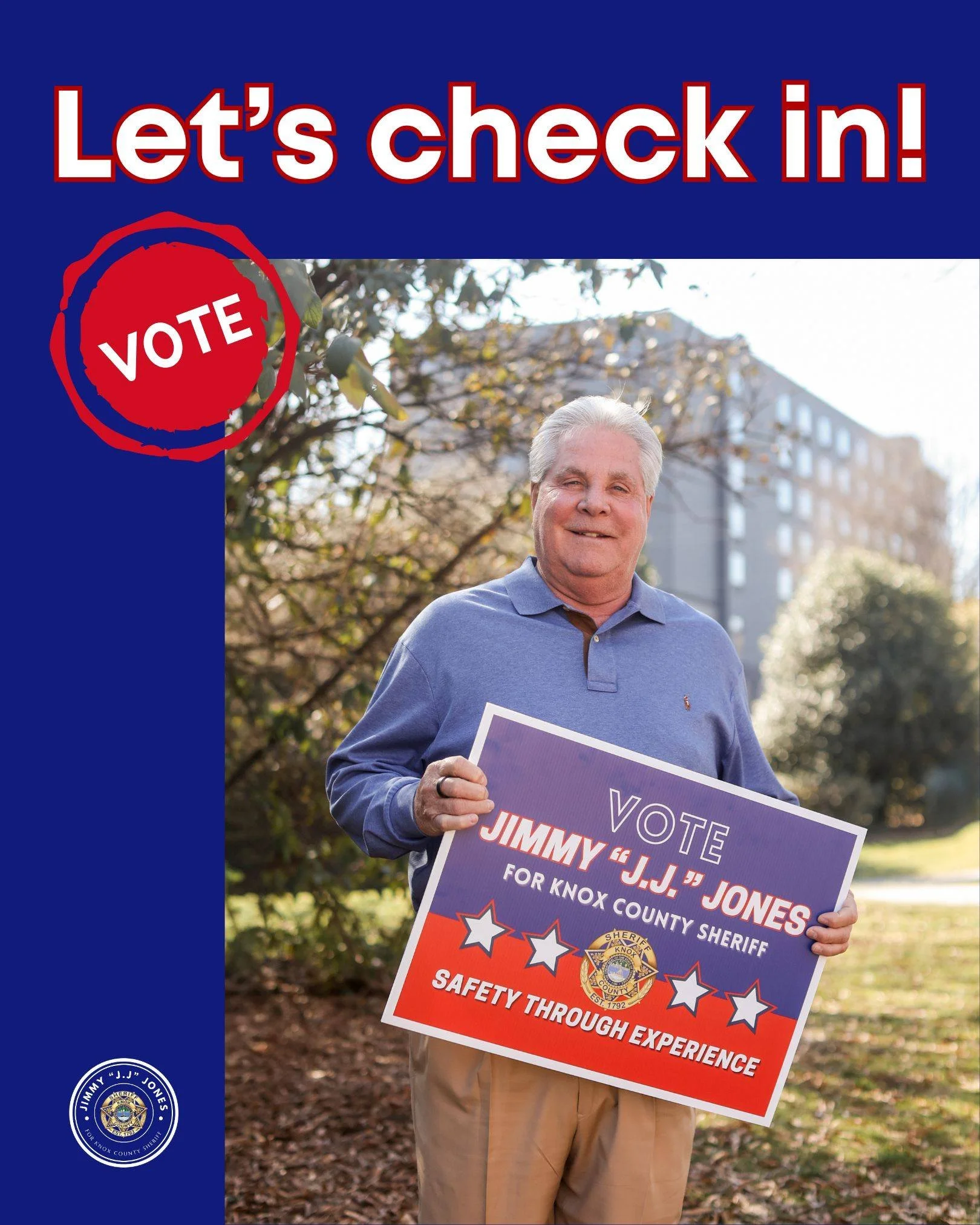 Let&rsquo;s Check In, Knox County!

Comment and let J.J. know you're here!

We&rsquo;re getting closer. Momentum is building. Conversations are happening all across our community.

So let&rsquo;s check in.

If you believe experience matters&hellip;
I