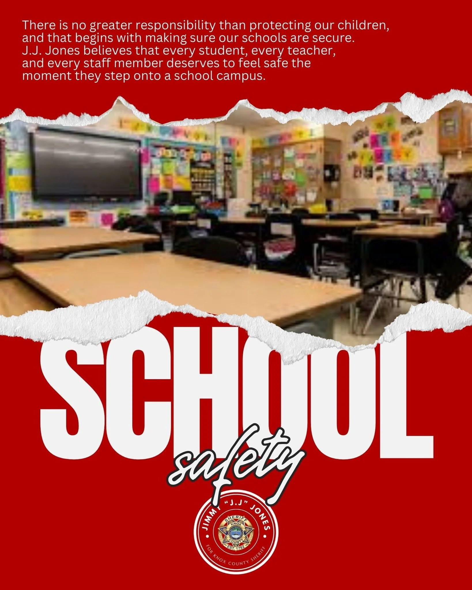 Keeping Our Schools Safe is Non-Negotiable!

There is no greater responsibility than protecting our children, and that begins with making sure our schools are secure.

J.J. Jones believes that every student, every teacher, and every staff member dese