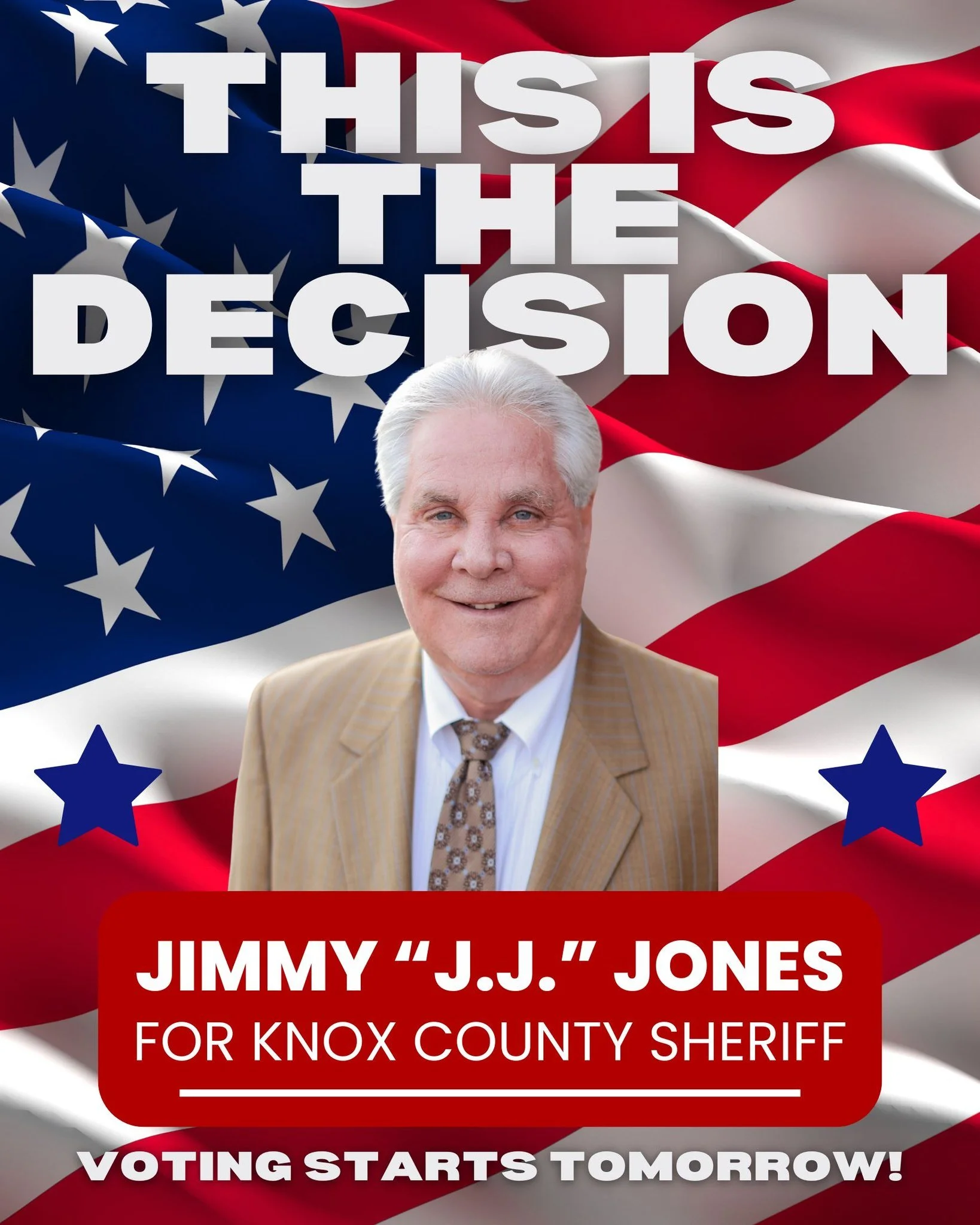 Real calls.
Real emergencies.
Real consequences.

J.J. is ready!
He is ready to do the job NOW!

Early Voting begins tomorrow through April 15-30 and Election Day is May 5.

Share this post and help us elect Jimmy "J.J." Jones for Knox Coun