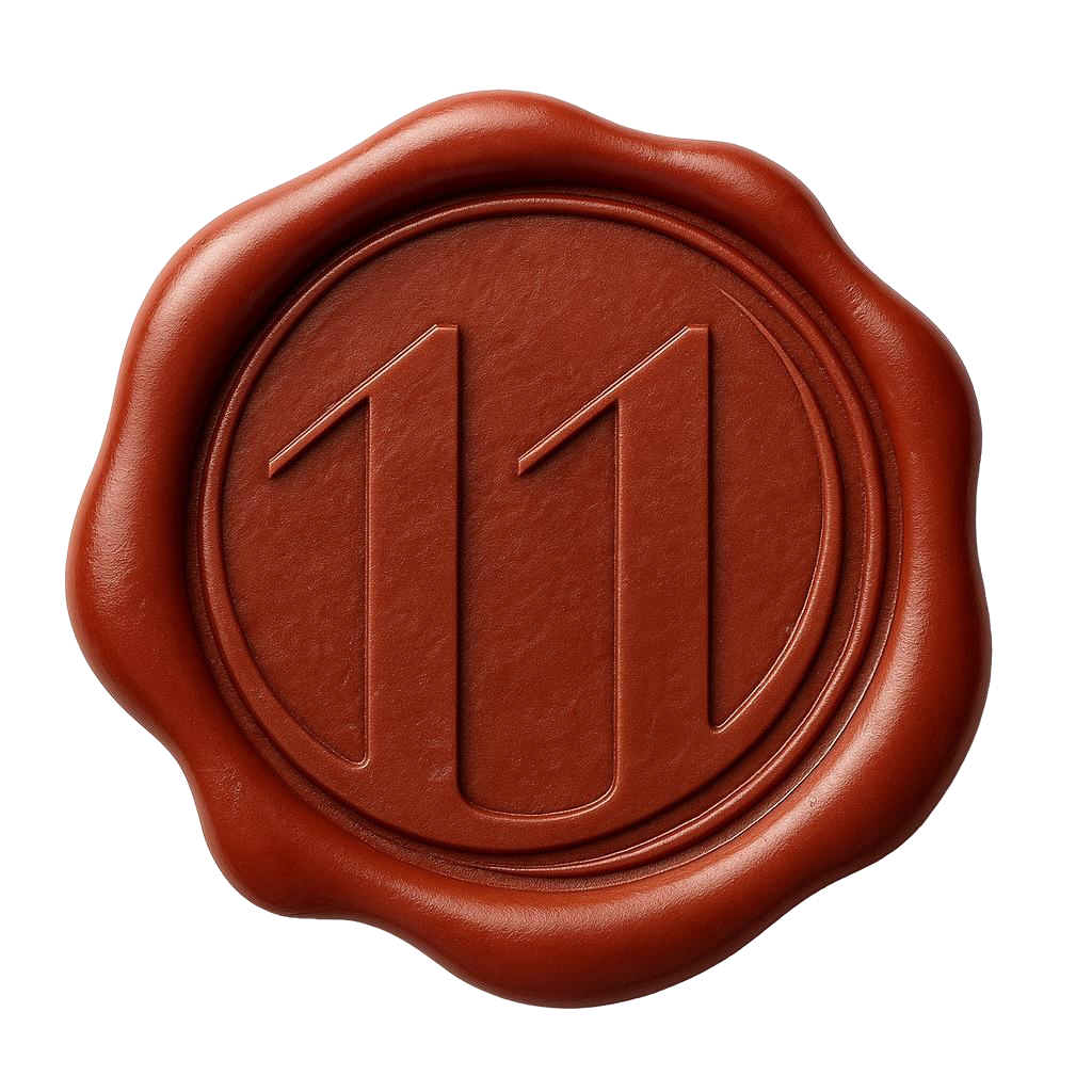 Sigillo di cera con il numero 11 inciso.
