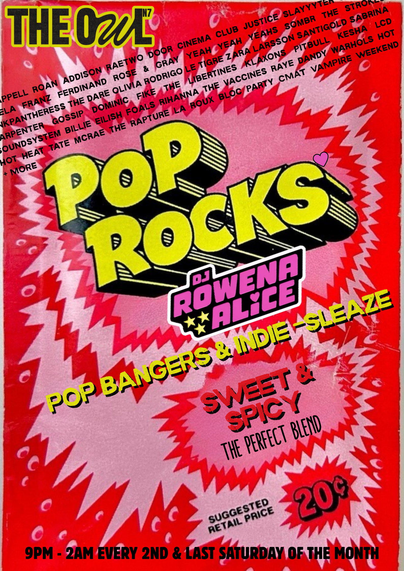 POP ROCKS: POP BANGERS &amp; INDIE-SLEAZE W/ DJ ROWENA ALICE