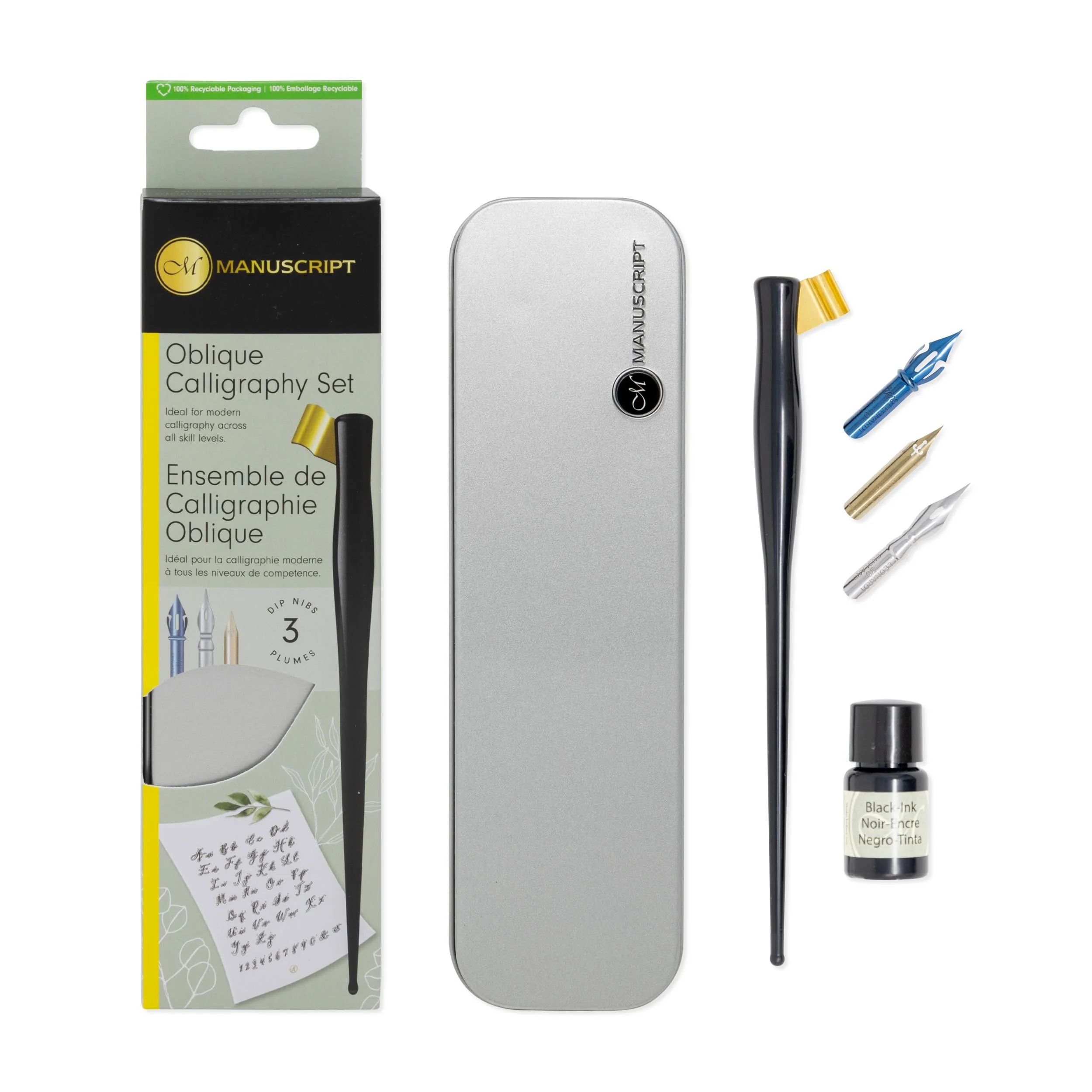 Manuscript Modern Calligraphy Oblique Dip Pen Set - Black