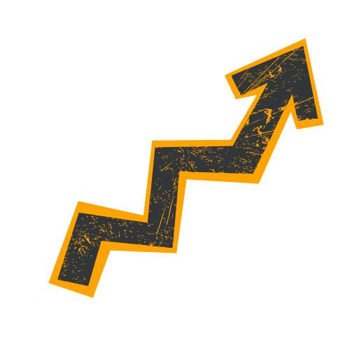 Orangefarbener Pfeil der nach oben zeigt.