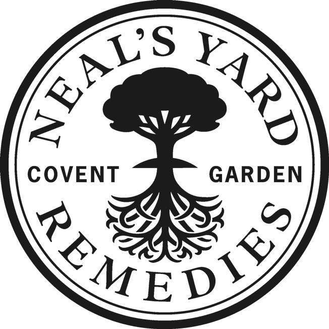 Logo for Neal's Yard, a covent garden, remedies, and garden-focused brand featuring a tree with roots in a circular design.