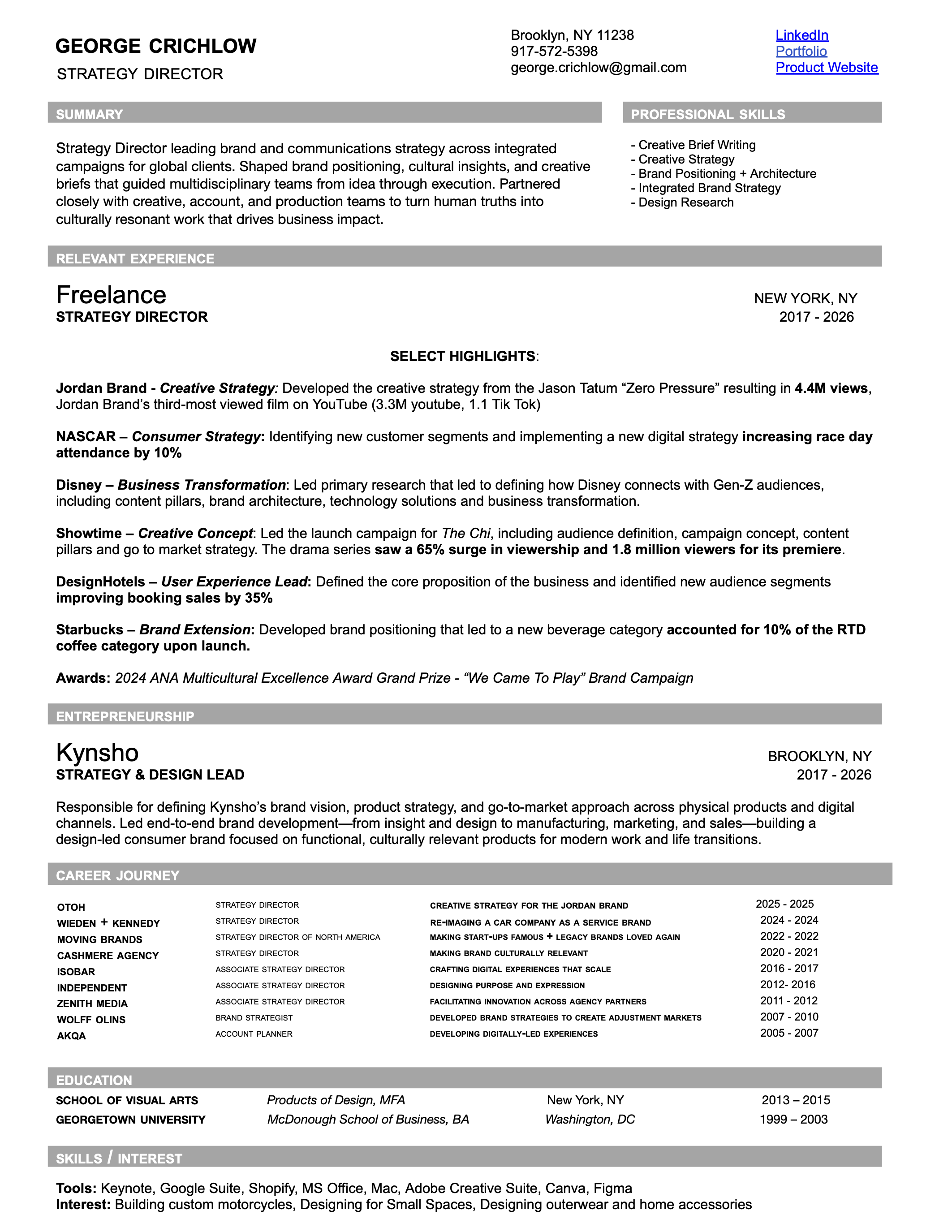 George Crichlow Resume 2026