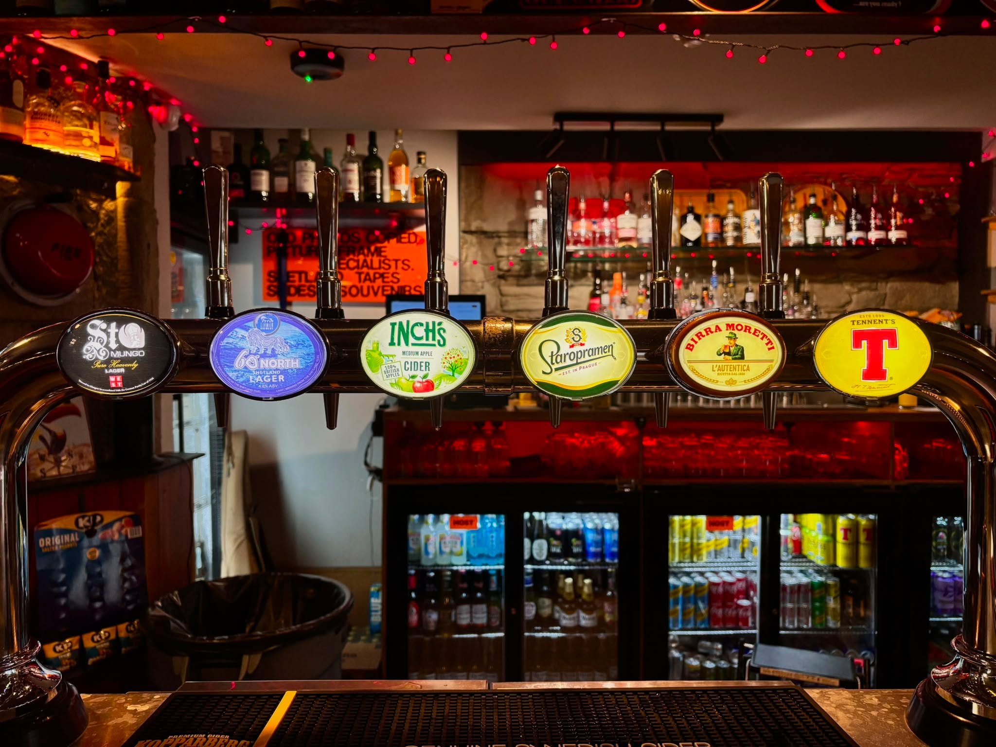 On the taps just now... 🍺

🍺 St Mungo Lager
🍺 60 North @lerwickbrewery 
🍏 Inch's Cider
🍺 Staropramen
🍺 Birra Moretti
🍺 Tennent's

What's your first pick?

#TheNoostBar #Lerwick #Shetland 🍻