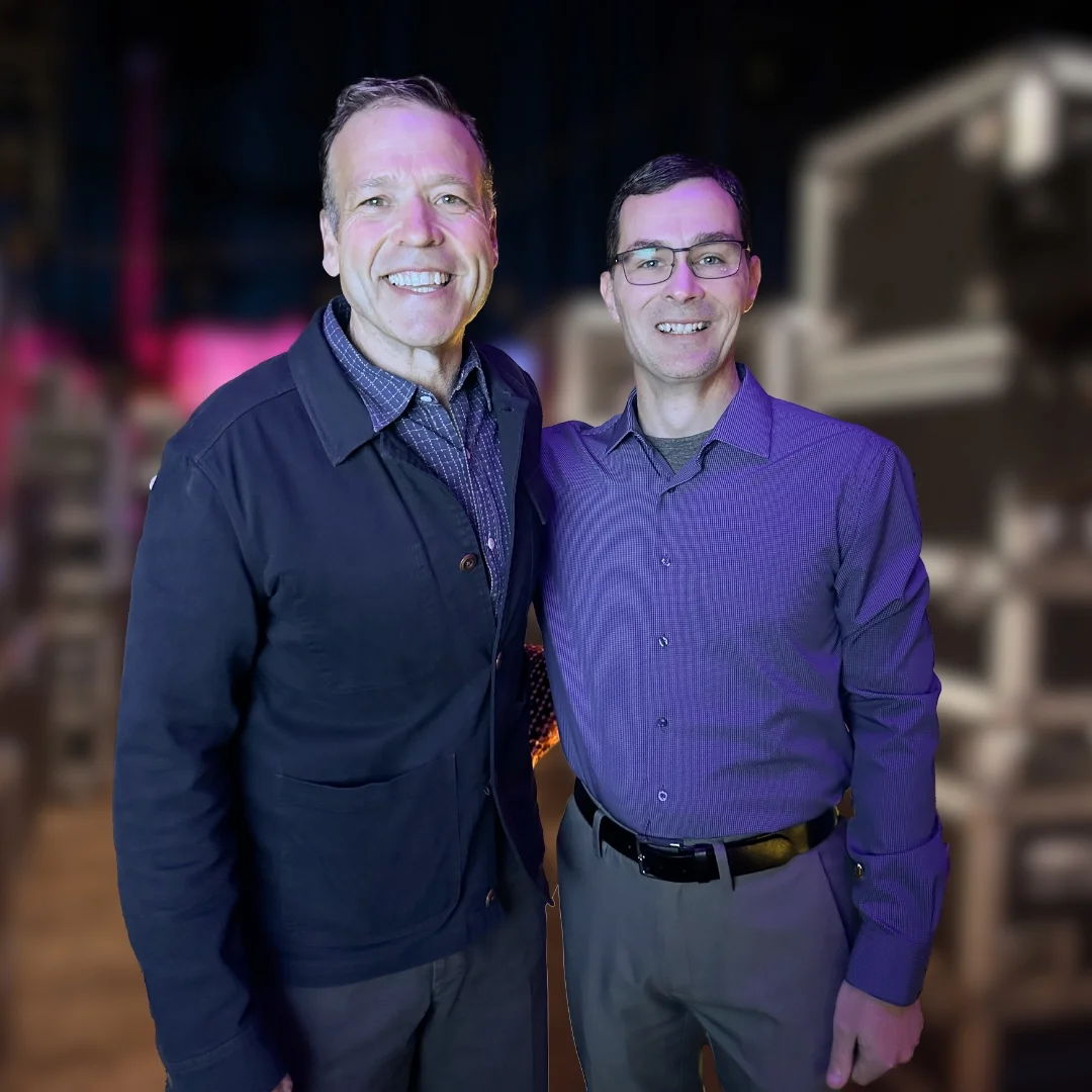 Neal Juern backstage with author Donald Miller.