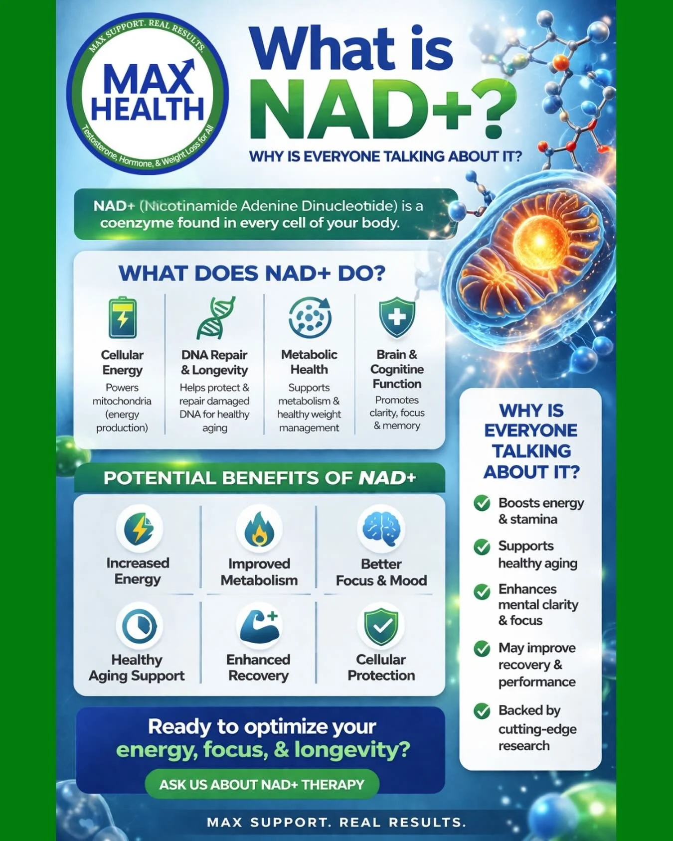 Everyone&rsquo;s talking about NAD+&hellip; but here&rsquo;s why it actually matters. 👇

NAD+ is essential for energy, metabolism, brain function, and healthy aging&mdash;yet levels naturally decline as we get older.

If you&rsquo;ve been feeling lo