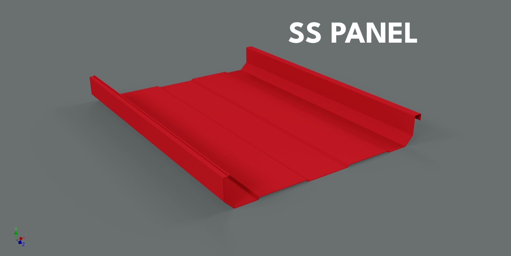 A red metal panel labeled "SS PANEL" against a gray background.