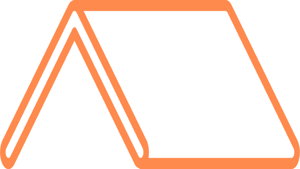 Line drawing of a roof in an orange color.