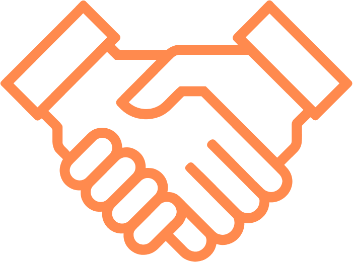 Icon of two hands shaking, representing agreement or partnership.