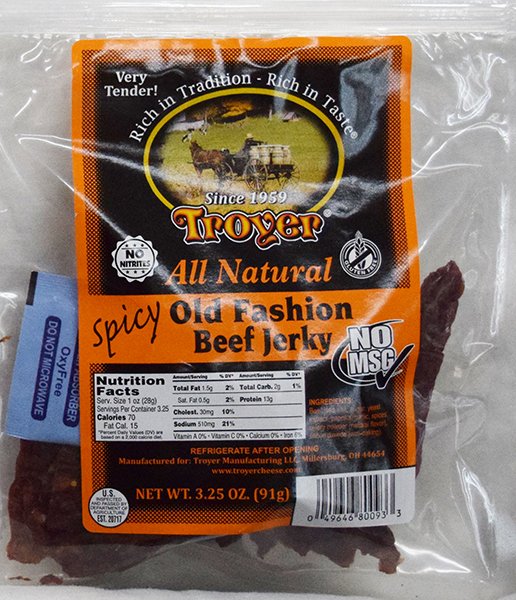 Troyer All-Natural Spicy Beef Jerky - 3.25 oz