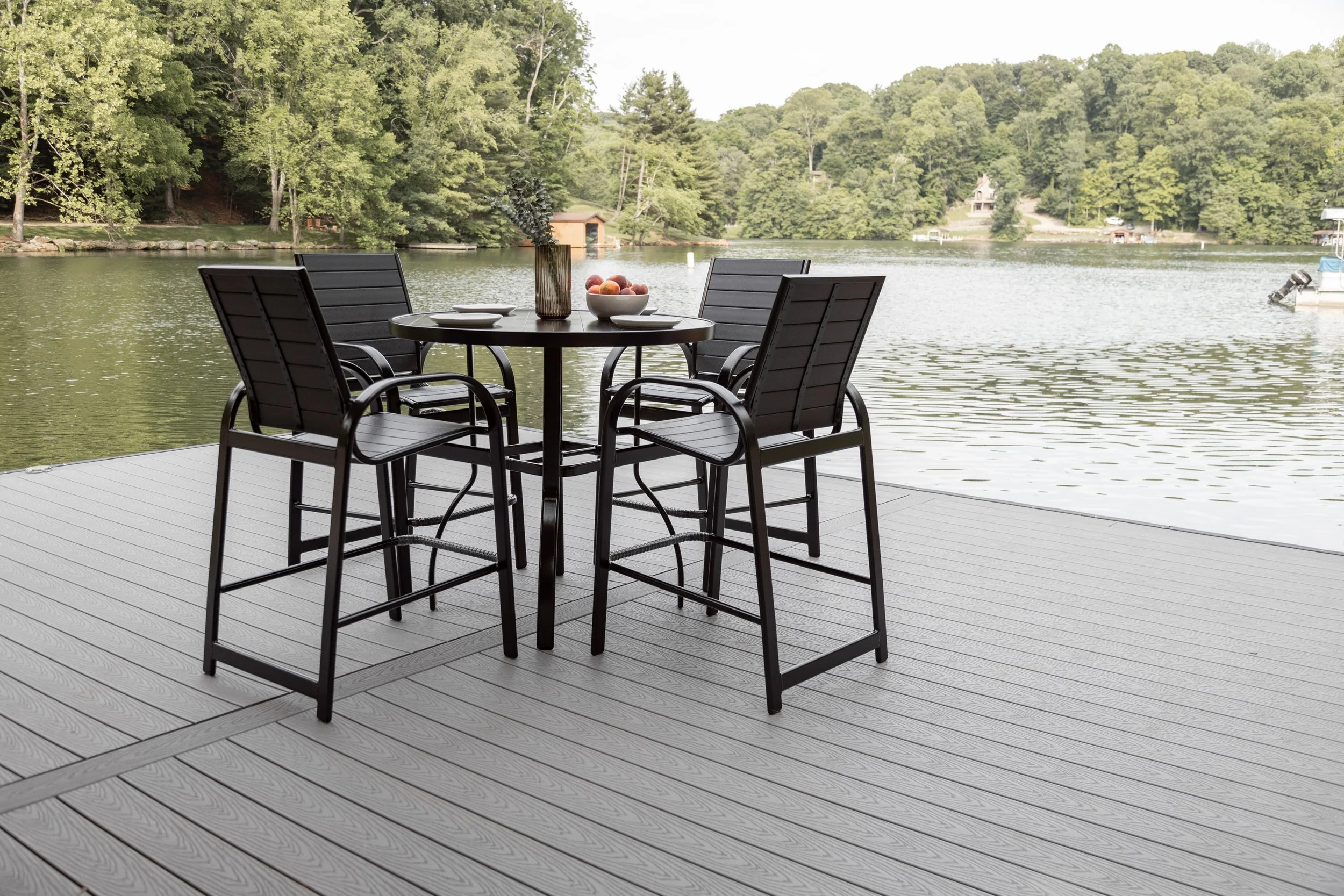 Murphy 42” Round Bar Table in Black with Murphy Stationary Bar Poly Chairs in Black with Black poly 3.jpg