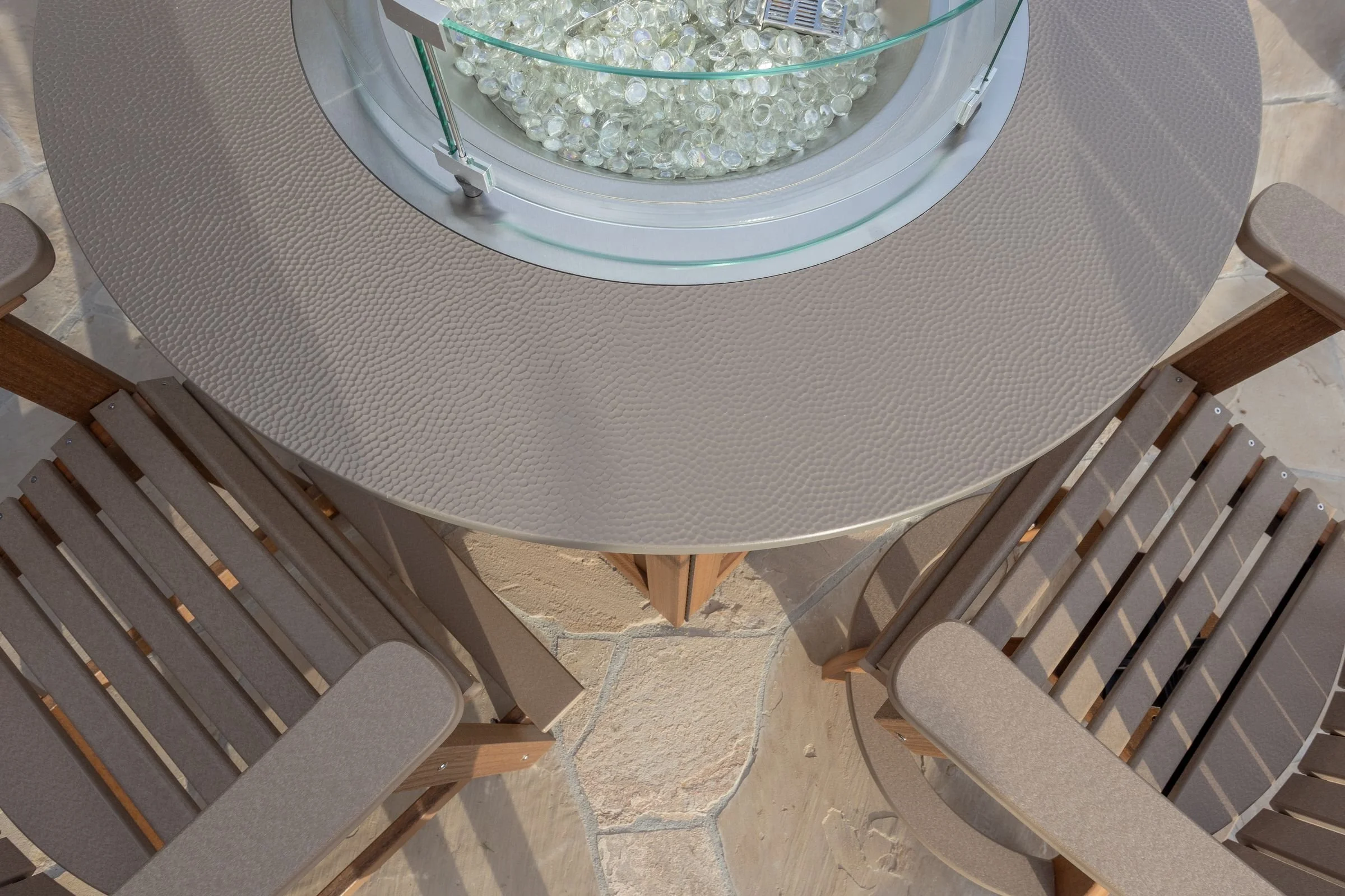 Donoma 44 Round Counter Fire Table in Antique Mahogany with Bronze Hammered Top. (2).jpg