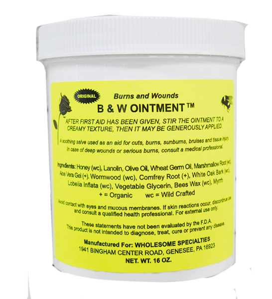 Konvalia Naturals B&W Ointment - Burn and Wound Ointment - Amish Made Burn Salve - 16 oz