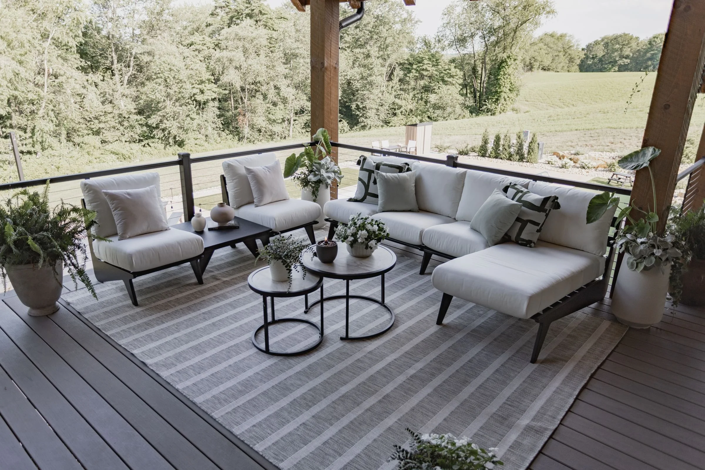 Black Holland Club Chairs, Sofa, and Chaise. MGP Square Accessory Table in Black.jpg