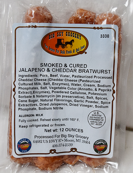 Smoked & Cured Jalapeno Cheddar Bratwurst - 12 oz