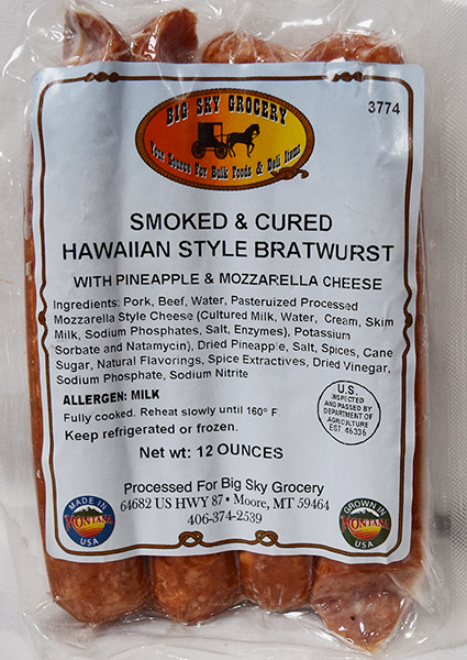 Smoked & Cured Hawaiian Style Bratwurst - 12 oz