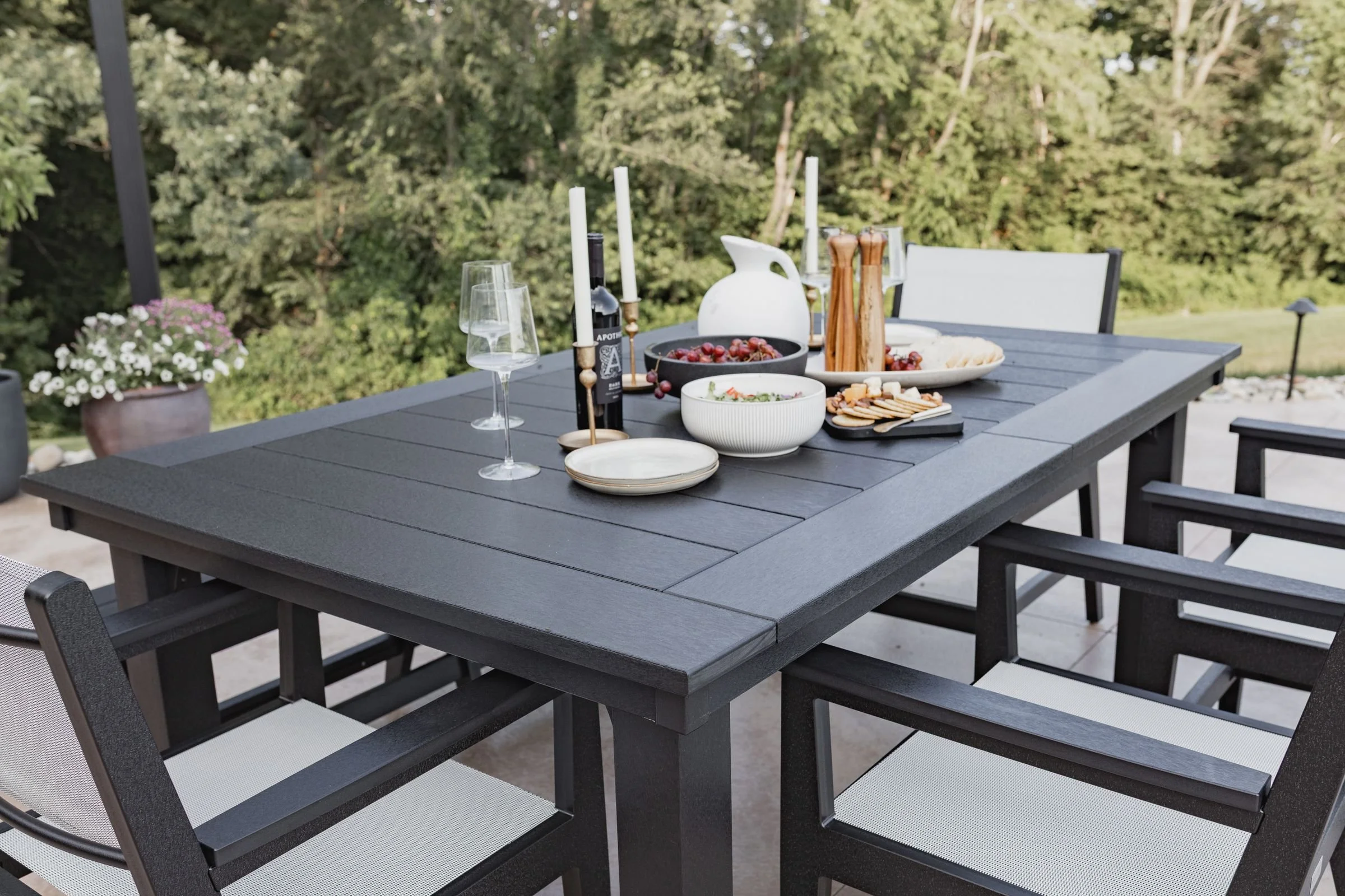 Black Homestead Table and Harbor 66 Bench. Mayhew Sling in Black with Luxe Back Sling (5).jpg