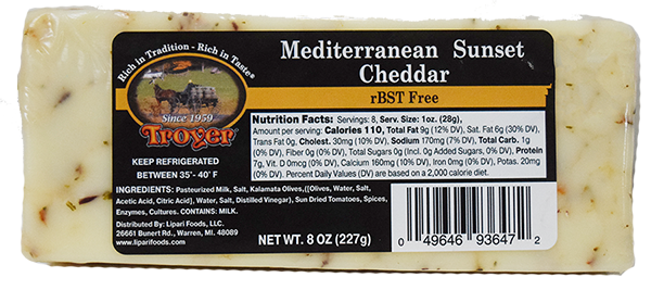 Mediterranean Sunset Cheddar Cheese - 8 oz