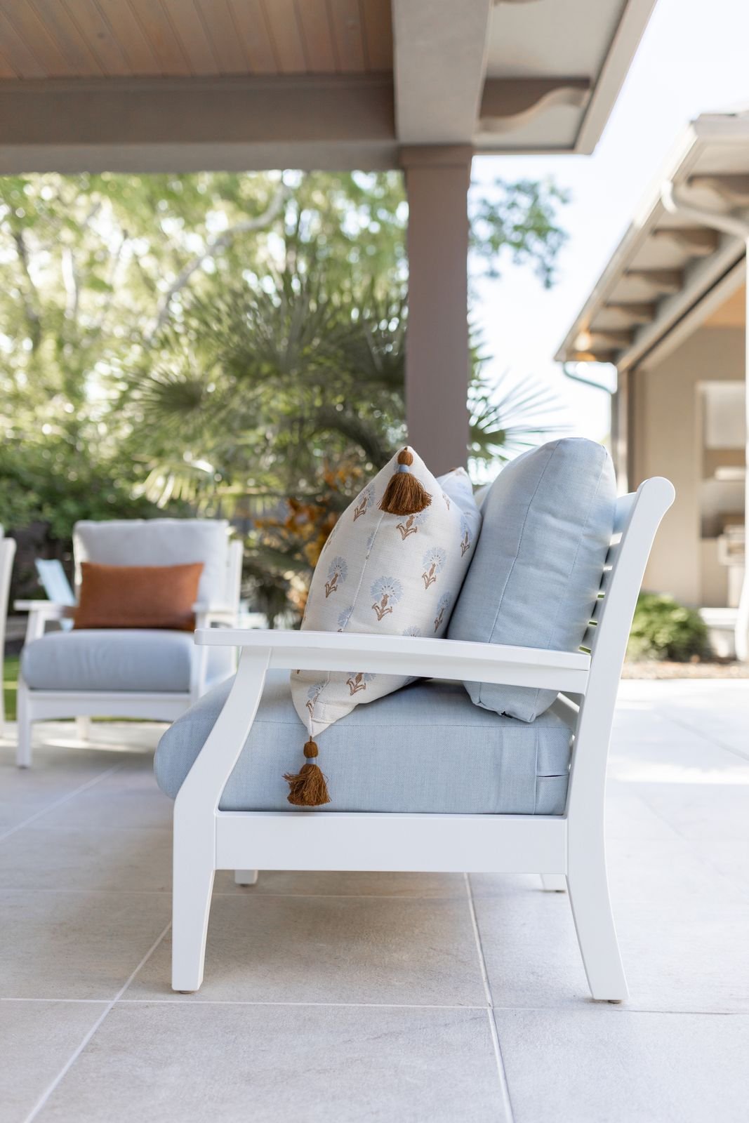 Classic Terrace Sofa and Club Chair in White with cushions in Exhale Sky.jpg
