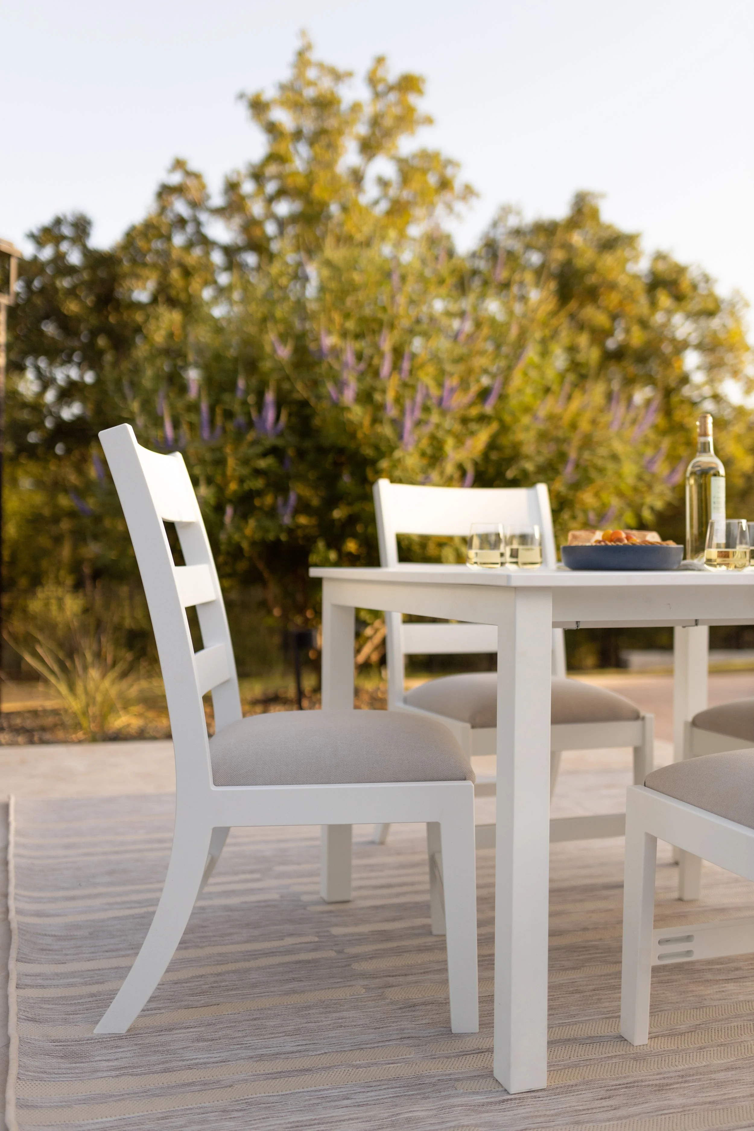 Berkley Table and Parker Chairs in Matte White. Cushions in Blend Linen.jpg