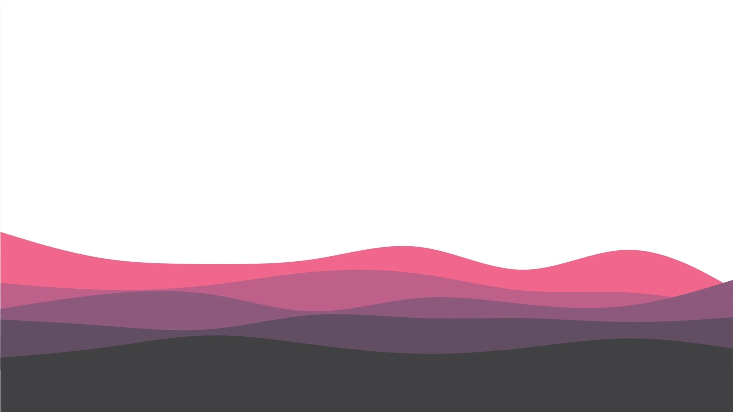 Abstract landscape with layered pink, purple, and black wavy shapes at the bottom and a white background