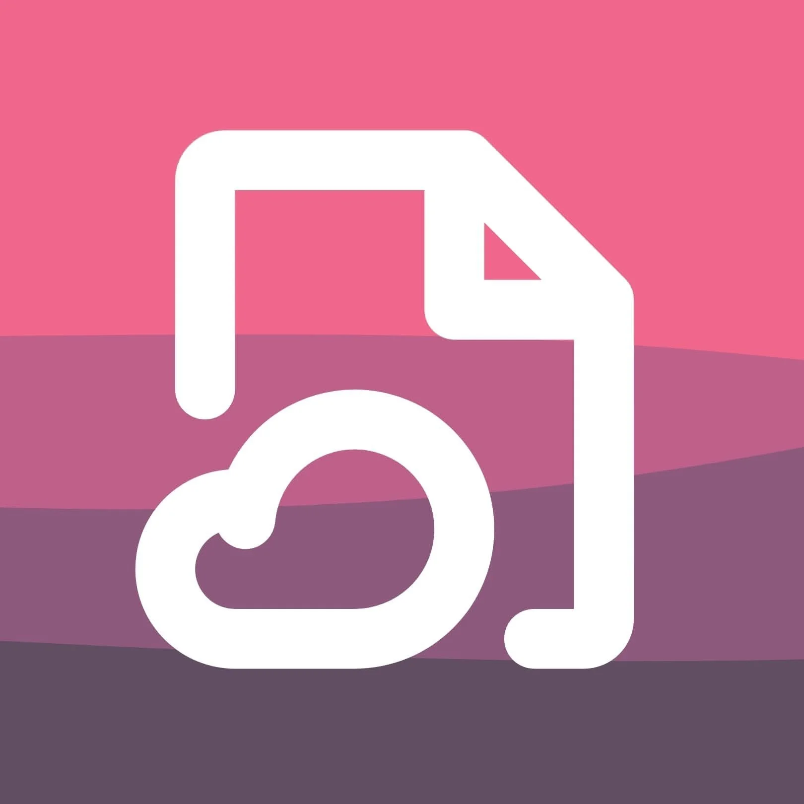 Document Cloud Icon with a pink, purple, and lavender striped background.