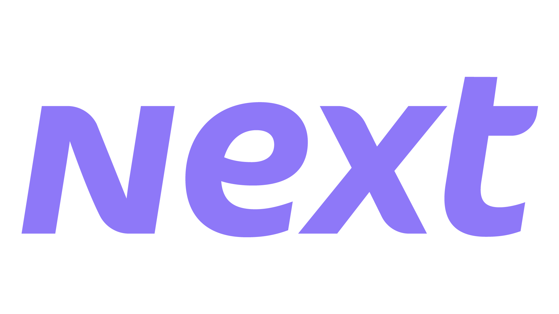 The word 'Next' in large, purple, bold letters on a black background.