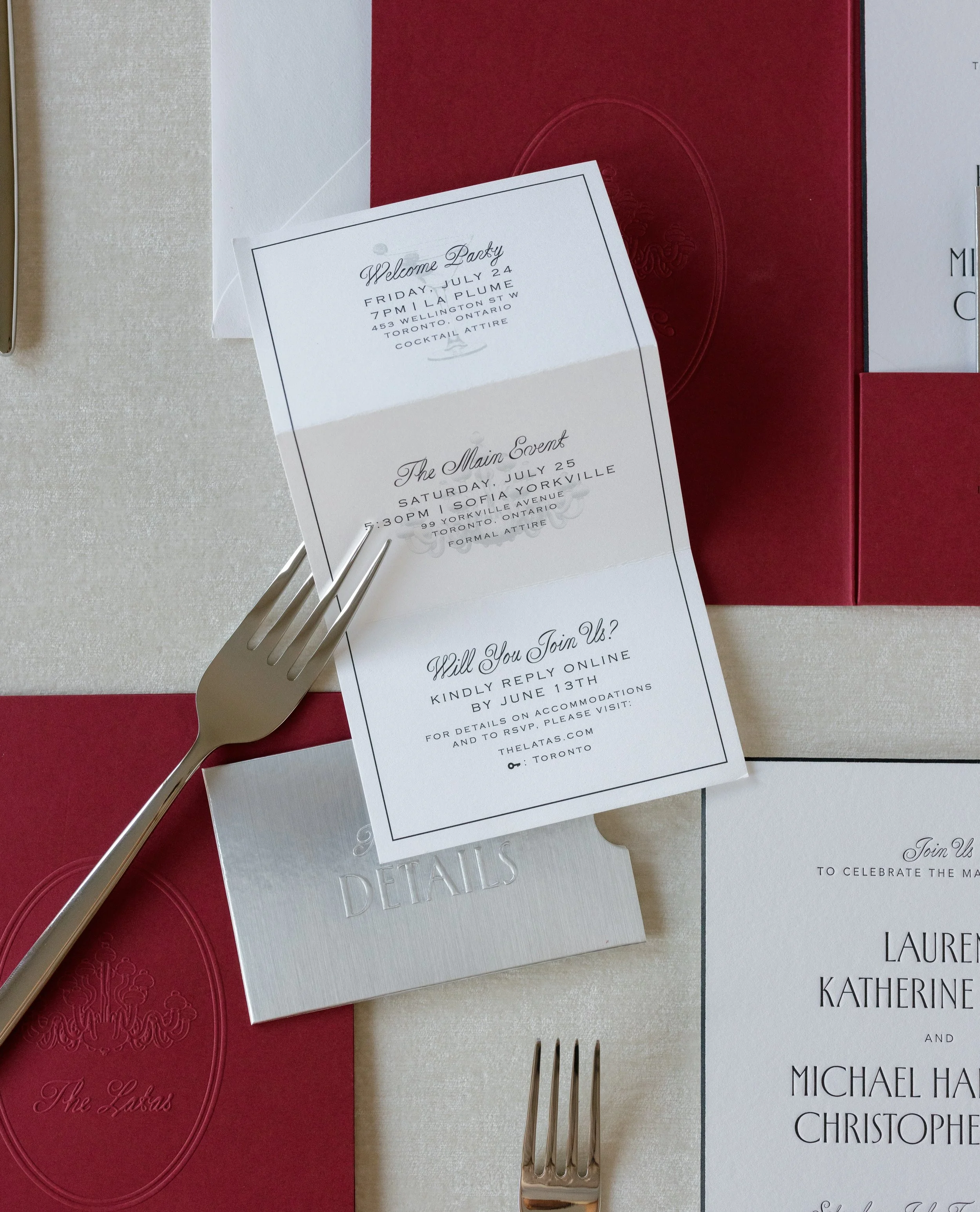 Will You Join Us? 🍽️ 
L&amp;M were already married but wanted to celebrate with friends and family with a celebration in Canada. Their reception took place in a restaurant whose decor inspired the design of the invites! We wanted the invites to feel