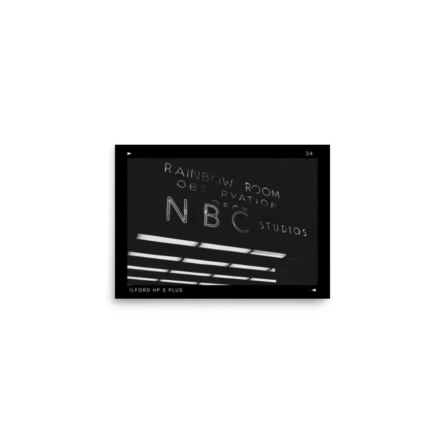 Premium luster photo paper print of NBC Rainbow Room, a 35mm black and white analog film photograph by Kavion Sabio