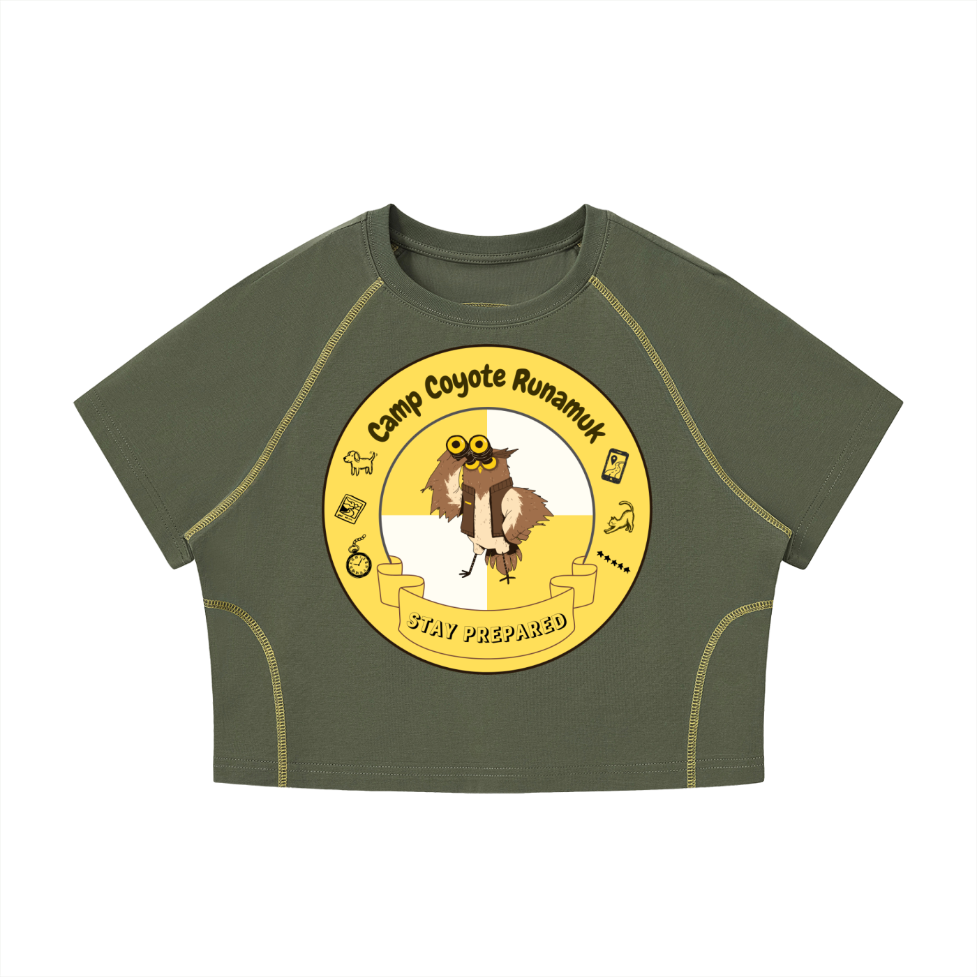 Women's Contrast Stitch Raglan Crop T-Shirt