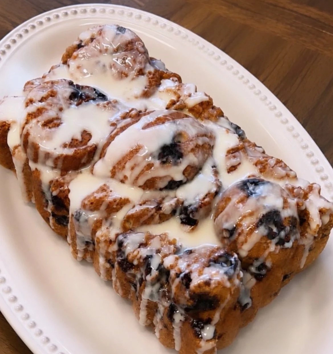 VANILLA BEAN GLAZED BLUEBERRY POUND CAKE