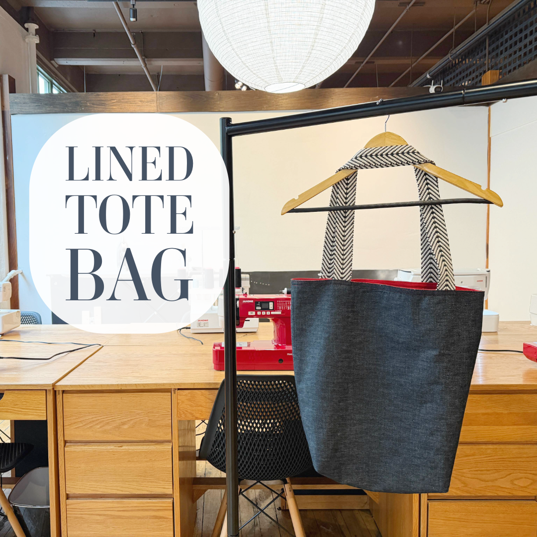 In this 2.5 hour confident beginner class students will make a lined and reversible tote bag. Skills learned include boxed corners, lining, and more!