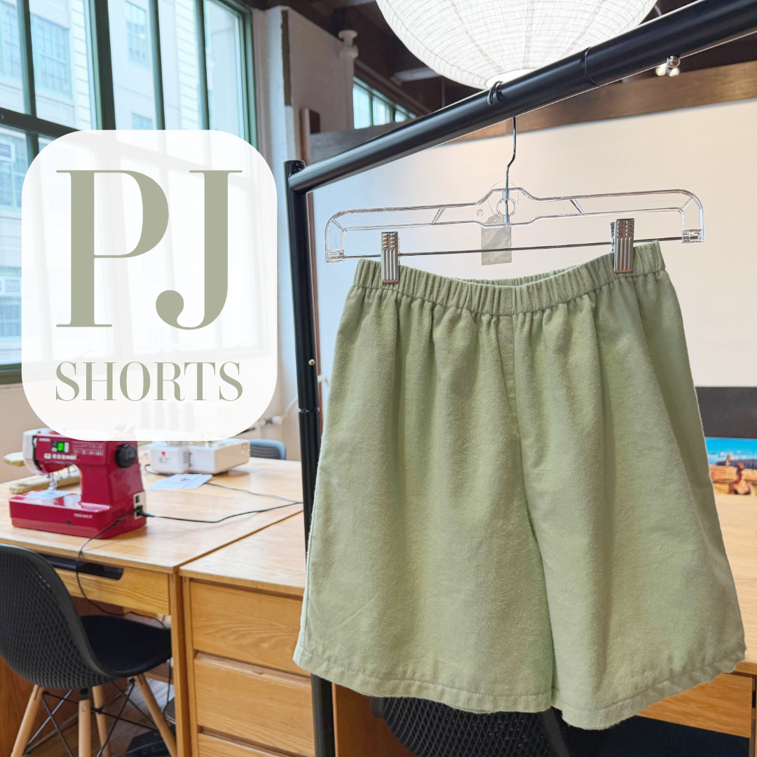 In this 2.5 hour confident beginner class students will make a pair of cozy flannel pajama shorts. Skills learned include hemming, edge stitching, and more!