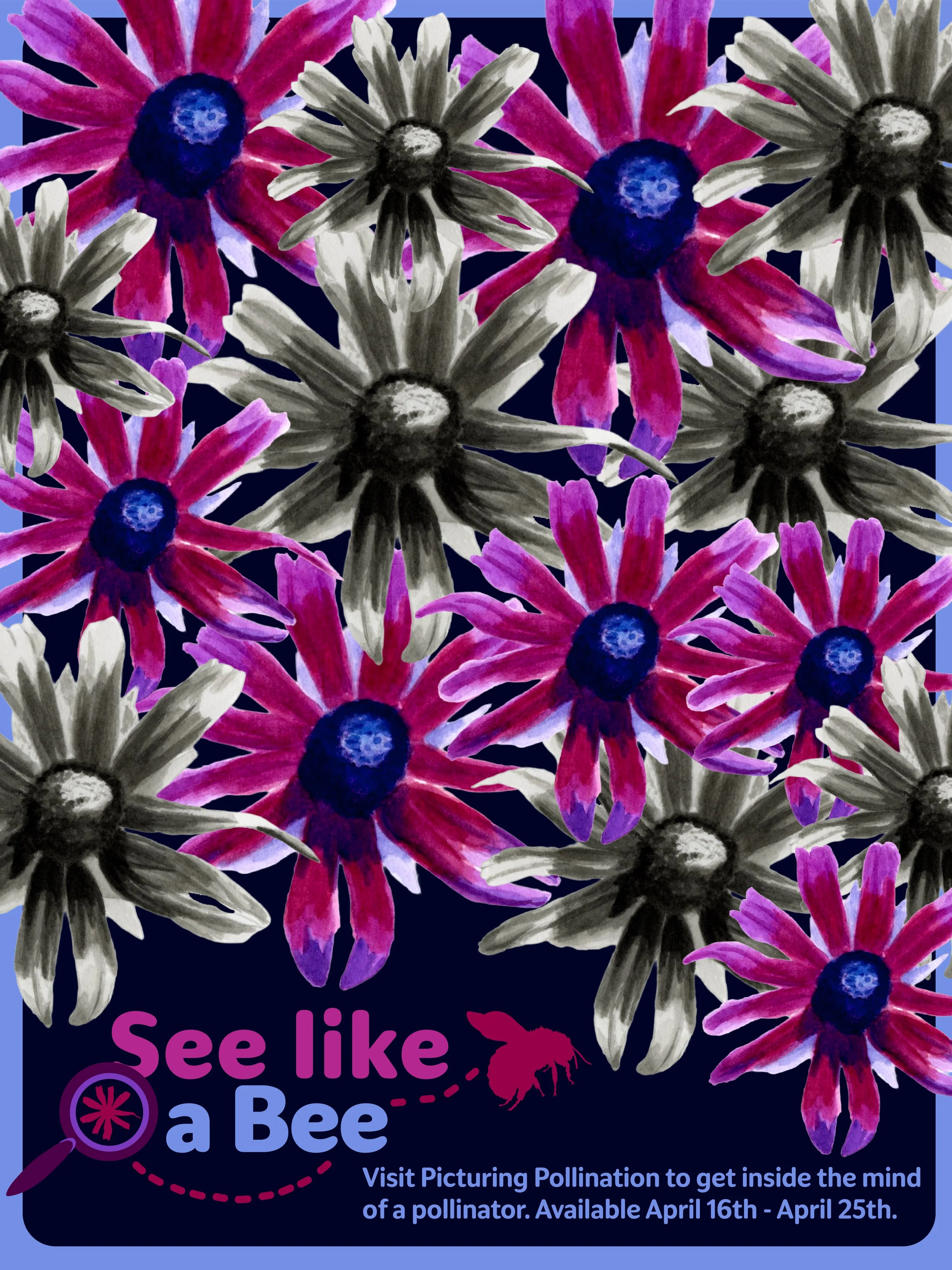 Promotional poster for picturing pollination interactive exhibit