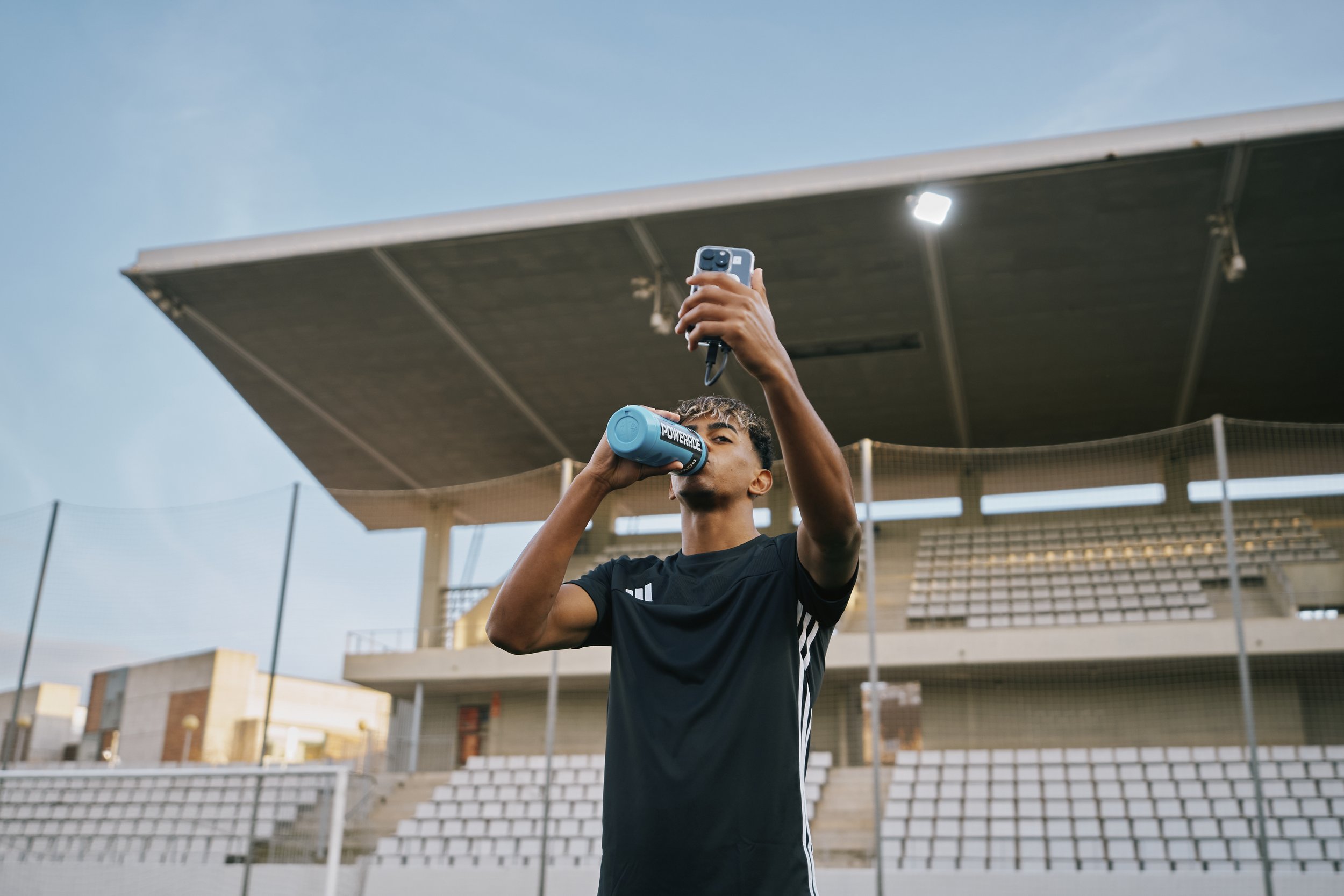 Behind the scenes on the set of Lamine Yamal's 'Pause is Power' campaign for Powerade