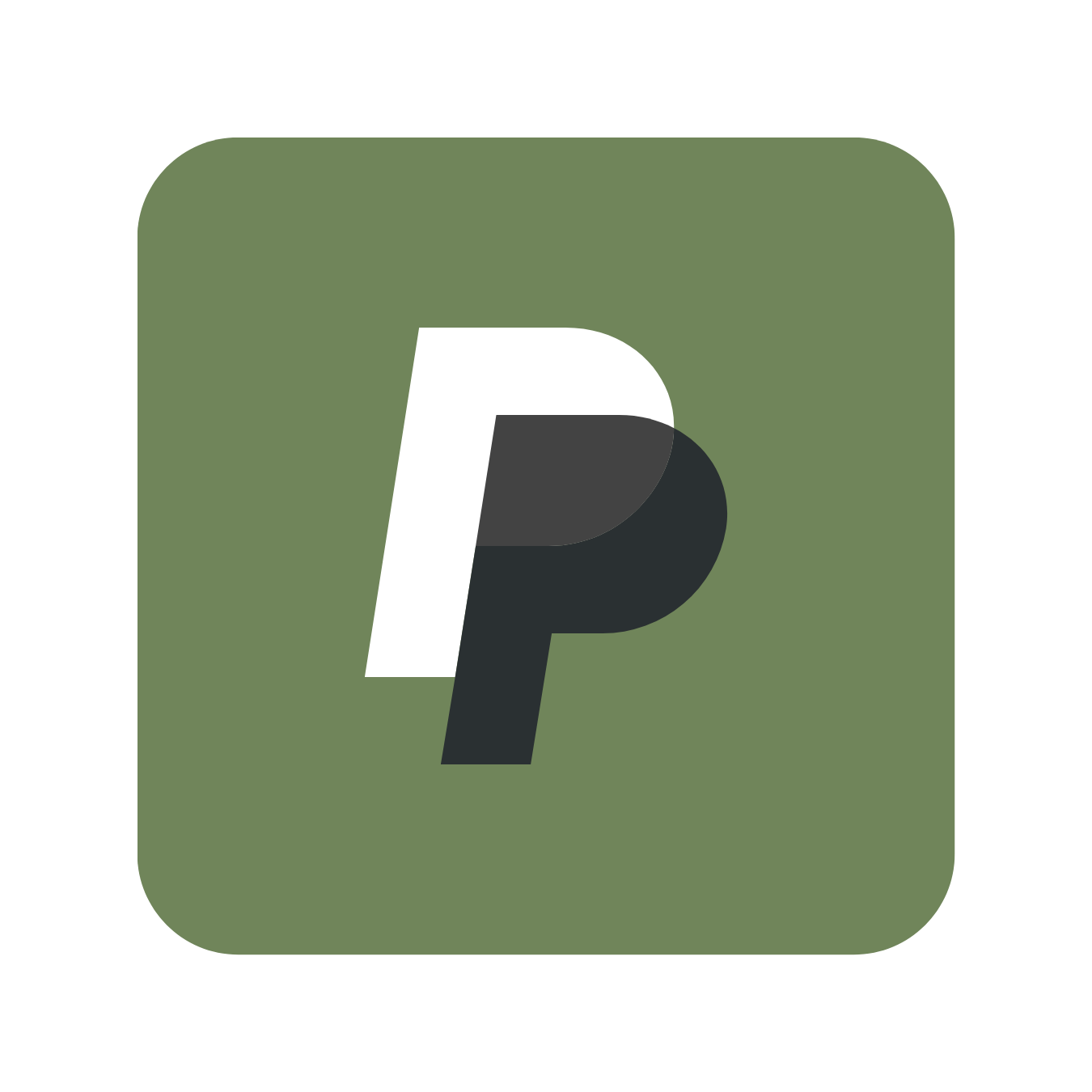 Paypal app icon with a green background and white and black 'P' logo.