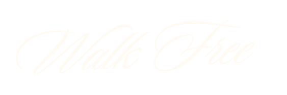 Text that says 'Walk Free' in cursive font.