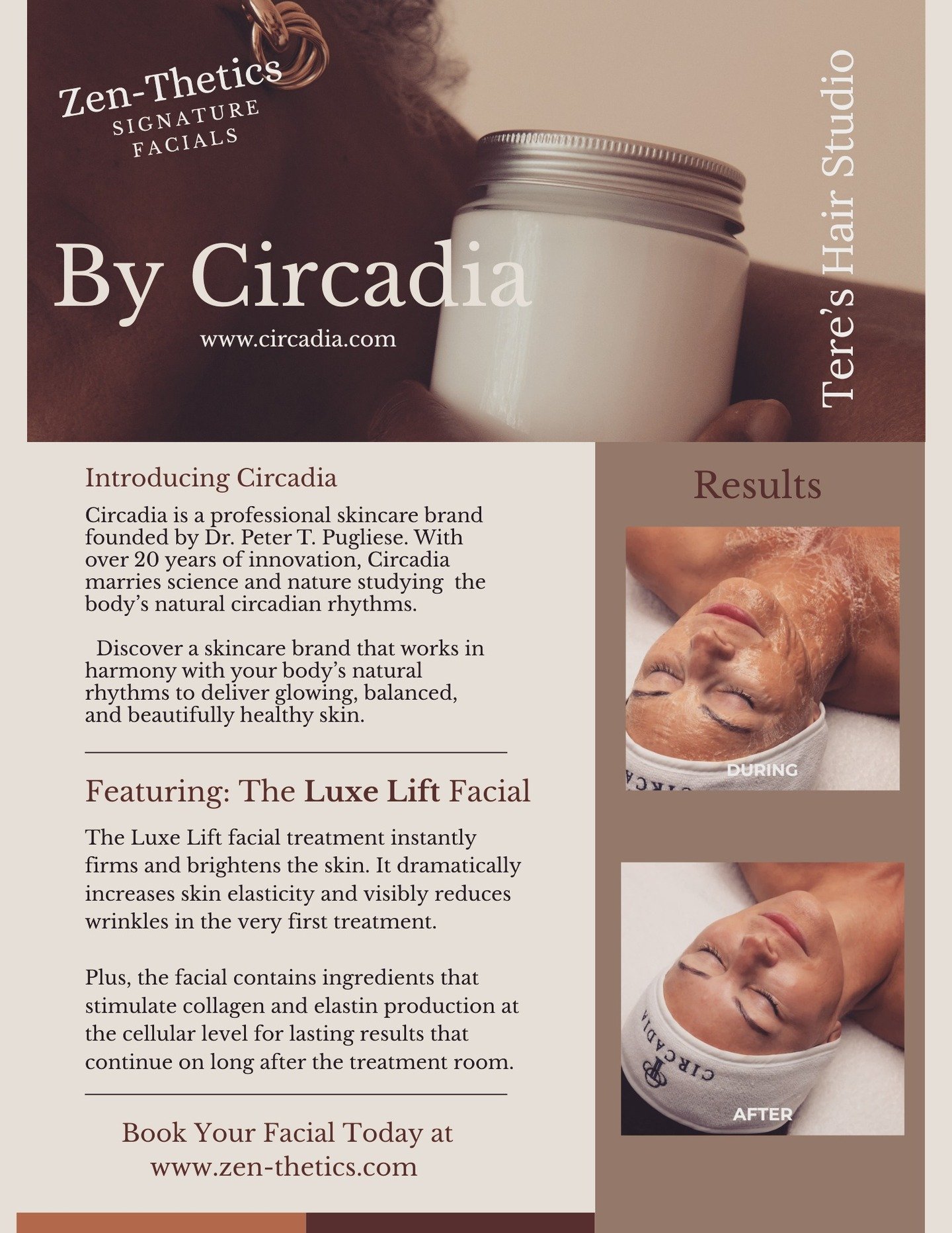 Featuring one of Circadia's Signature Facials at Zen-Thetics, results that show! 
#luxeliftfacial #circadianrhythm #circadiaskincare