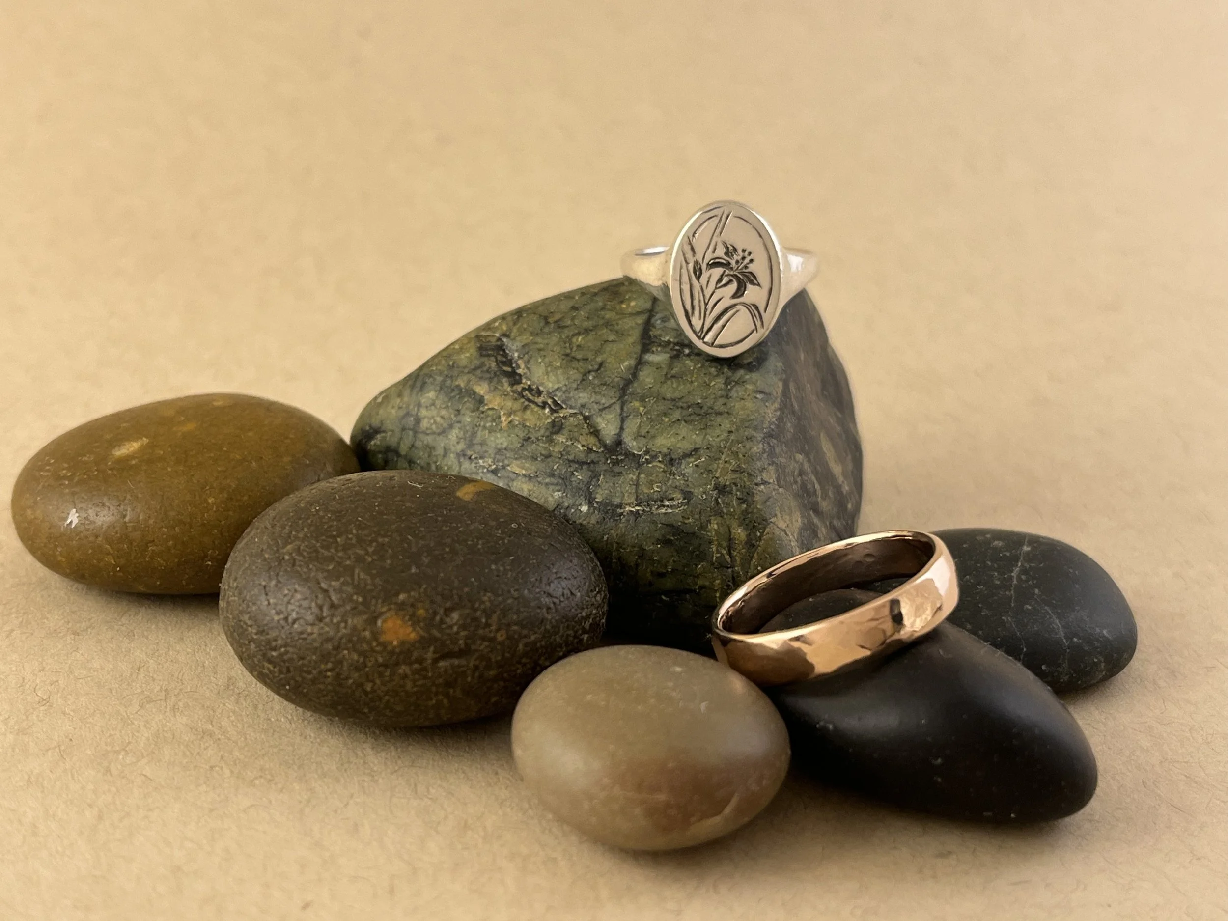 Daylily and Rose Gold Rings